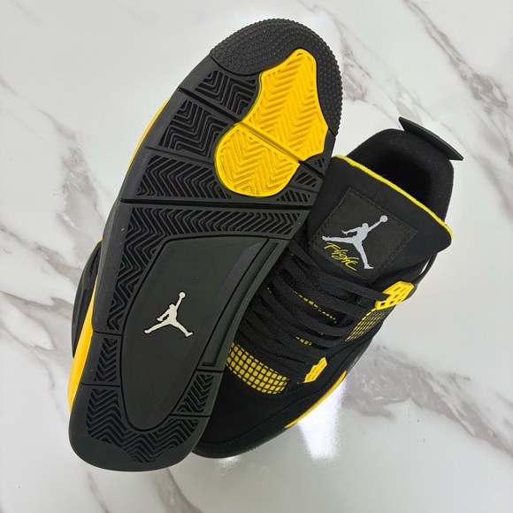 Jordan 4 Man Black and Yellow Sneakers - Picture 4 of 6